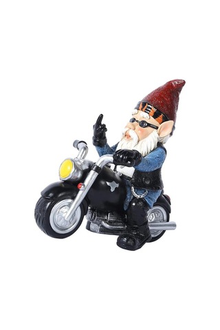 Ev Dekorasyonu İçin Bahçe Gnome Heykeli - Oturma Odası, Yatak Odası Veya Masa Sanatı İçin Eşsiz Biker Teması