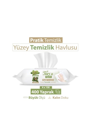 Baby Turco Doğadan Pratik Yüzey Temizlik Havlusu 4 x 100'lü