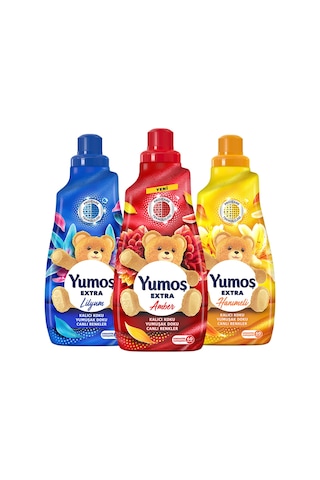 Yumoş Extra Amber + Hanımeli + Lilyum Konsantre Canlı Renkler Çamaşır Yumuşatıcısı 3 x 1440 ML