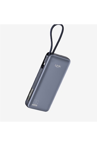 P131 Premium 130w Dijital Ekranlı Dahili Type-c Kablolu 20000 Mah Füme