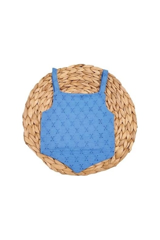 Fistolu Kız Çocuk Crop Mavı Mavi