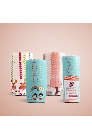 24pcs / Paket Yuvarlak Laminasyon Kek Bardağı Çikolata Kekleri Çikolata Kek Astarı Pişirme Fincanı, Boyut: 7 X 6 X 5.5cm, Rastgele Renk Dağıtım Diğer