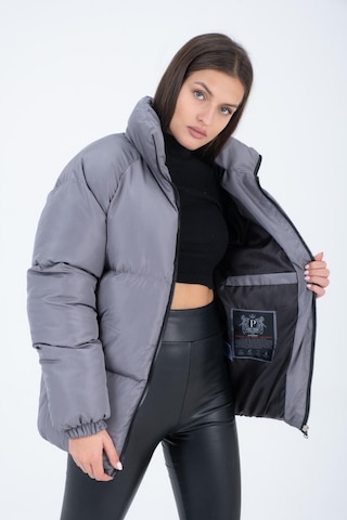 Kadın Reglan Kol Dik Yaka Age Of State Baskılı Mont Füme