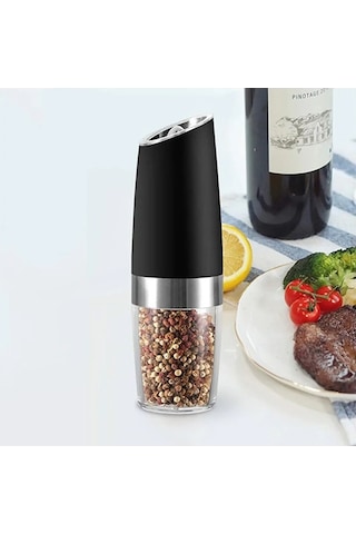 Novahub Pratik Otomatik Baharat Değirmeni - Eğimle Çalışan, Ayarlanabilir Öğütme, Büyük Kapasiteli Siyah Siyah