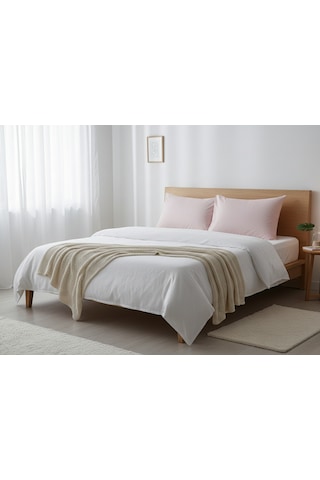 2 Li Kapaklı Yastık Kılıfı Seti 50 70 Cm Dayanıklı, Yumuşak Dokulu, Otel Kalitesi Pudra