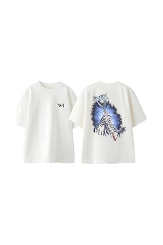 Thewert Teamsesh Tasarım Sırt Baskılı Pamuk Beyaz Oversize T-shirt