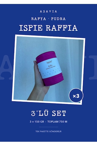 Asavia Ispie Rafya Örgü İpi 3'lü Set 3 X 150 Gr 250 M Pudra