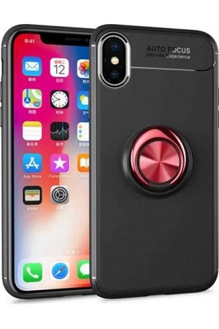Apple Uyumlu iPhone Xs Max 6.5 Kılıf Zore Ravel Silikon Kapak Siyah-Kırmızı