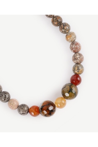 Yargıcı Yuvarlak Formlu Doğal Taş Kolye 25kkbj8158x 005 Renkli