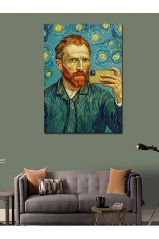 Kanvas Tablo Van Gogh Ve Selfie Çizimi 50cmx70cm