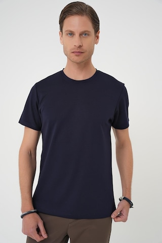 Efor Comfort Fit Bisiklet Yaka Esnek Pamuk Casual Koyu Lacivert Tişört Ts 885 Lacivert