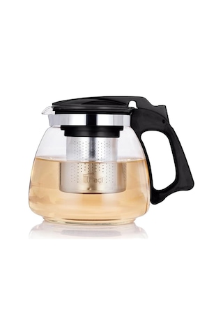 700 Ml Süzgeçli Cam Çaydanlık Üstü Demlik Siyah