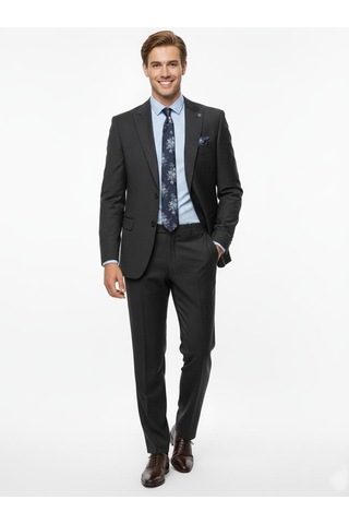 Presto Erkek Slimfit Çizgili Yün Takım Elbise 6 Drop Siyah 2127-001 Siyah