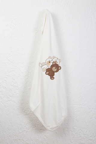 %100 Pamuklu Yenidoğan Çift Katlı Penye Bebek Battaniyesi Sb 512 Krem