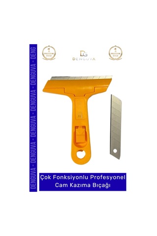 Kazımabıçağı 100mm Profesyonel Cam Zemin Sıyırma Derz Boya Kazıma Bıçağı 2 Adet Yedek Bıçak l Çok Renkli