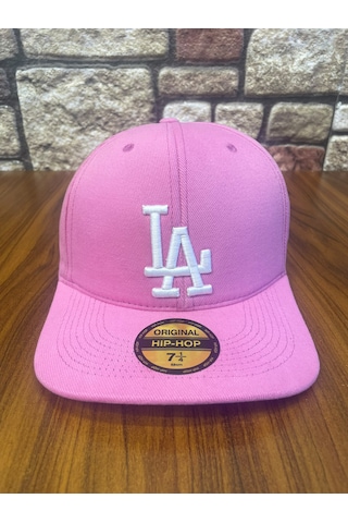 Hamze La Losangeles Nakışlı Hiphop Snapback Rapper Drip Şapka Cap Pembe - Beyaz