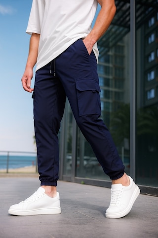 Kargo Cepli Paraşüt Kumaş Lacivert Renk Erkek Pantolon-1820 Lacivert