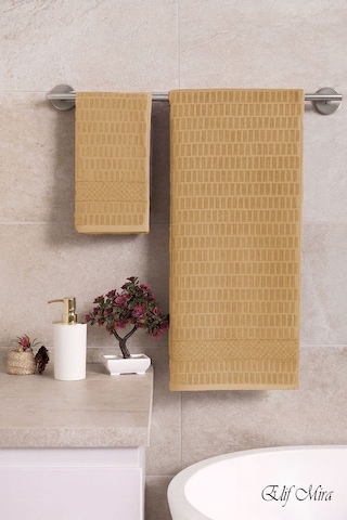 Banyo Havlu Seti %100 Pamuk 2 Parça 50 90 + 90 150 Cm Soft Comfort Kahverengi