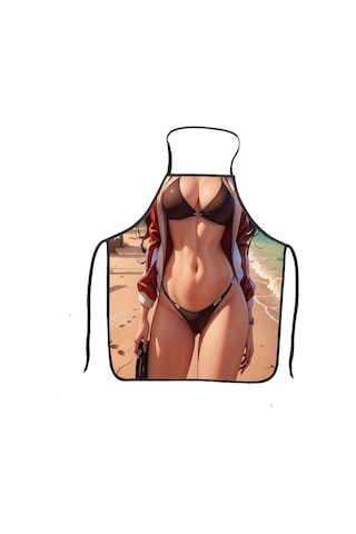 Valkyrie Bikini Esprili Mutfak Önlüğü Baskılı Unisex Parti Barbekü Mutfak Önlüğü 80x60 Cm Çok Renkli