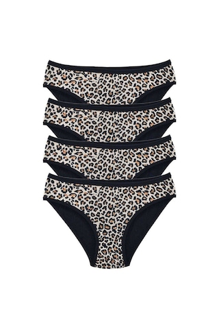 4 Adet Leopar Desenli Likralı Yumuşak Dokulu Kadın Slip Külot Renkli