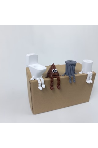 4 Lü Eğlenceli Dekoratif Banyo Seti Klozet-çöp Kovası-tuvalet Kağıdı-kaka