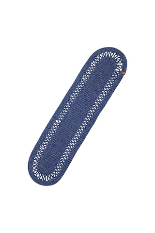 Jutty Hasır Görünümlü Jüt Dokuma Lacivert Oval Dekoratif Masa Runnerı 35x135 Cm Mutfak Salon Lacivert