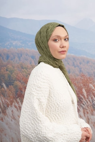 Armanda 70 X 190 Cotton Monogram Desen Şal - Ar 3098 03047 - 70x190 / Haki Yeşil 205