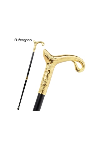 Altın Lüks Kavisli Baston Centilmen Zarif Şık Dekoratif Baston Altın