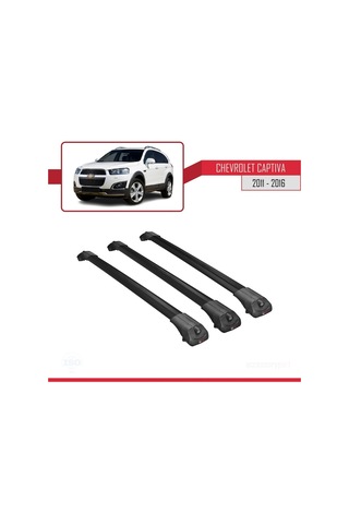 Chevrolet Captiva 2011-2016 Arası İle Uyumlu Ace-1 Ara Atkı Tavan Barı Siyah 3 Adet Bar