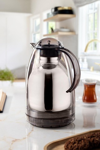 1.5 Lt Isı Yalıtımlı Çay Ve Soğuk Su Termosu Füme 12 Saat Sıcak Tutar& İçi Camdır Çok Renkli