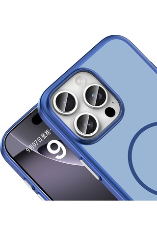 iPhone Uyumlu 16 Pro Kılıf Magsafe Şarj Özellikli Ultra İnce Mat Soft Lora Pc Kapak Lacivert