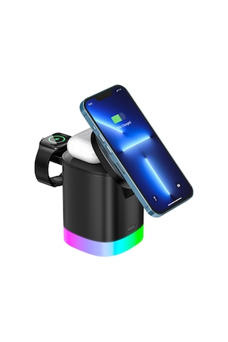15w 3in1 Kablosuz Şarj Standı Aircharger Quattro Magsafe Apple Uyumlu iPhone+applewatch+airpods Hızlı