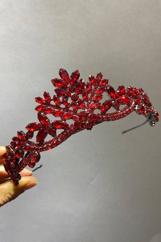FdayAksesuar Kırmızı Serlin Model Gelin Tacı FRDY31486
