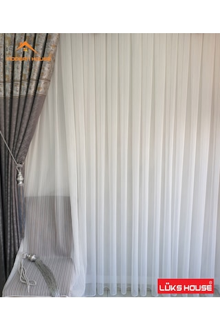 Lüks Dalga Zincir Çizgili Kurşunlu Tül Perde - Modern House