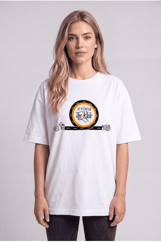 Black Nova Oversize Baskılı Unisex %100 Pamuk T-shirt The Destination Beyaz