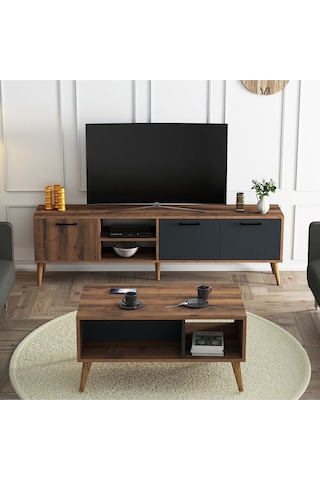 Set 1581-2070 Exxen 180 Cm Tv Ünitesi + Exxen Orta Sehpa - Hat-antrasit Rengi
