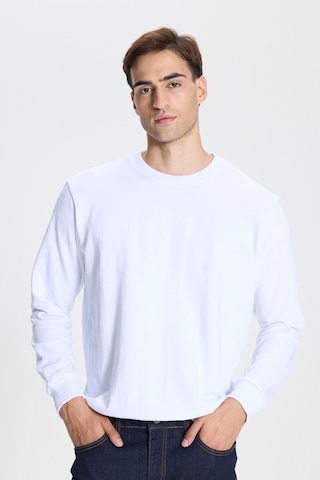 George Henry Standart Fit Normal Kesim Pamuklu Bisiklet Yaka Sweatshirt Beyaz