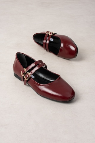 Wolk Shoes Maia Kadın Babet Bantlı Tokalı Bordo