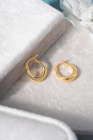925 Ayar Gümüş Gold Rengi 15 Mm Halka Şarnel Küpe Gold