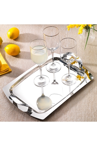 Schafer Ottoman Orta Boy Çelik Tepsi 1 Parça-gümüş