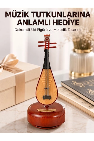 Northcity Oud Figürlü Melodi Çalan Dekoratif Müzik Kutusu - Eşsiz Ahşap Tasarım