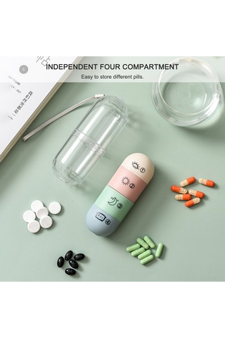 Suofeng Dört Bölmeli Günlük İlaç Saklama Kutusu - Sabah/öğlen/akşam/gece Bölümlü Pp+pc Materyal Çok Renkli