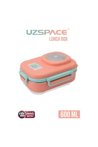 Uzspace 600 Ml Çorba Kaseli-çelik Kaşık Çatallı Paslanmaz Çelik Bento Lunch Box Yeni Nesil Sefer Tası-fflbox8021600 Turuncu