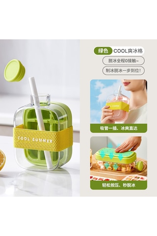 Cool Ev Tipi Taşınabilir Pipetli Buz Kalıbı Bardak 500 Ml Yeşil
