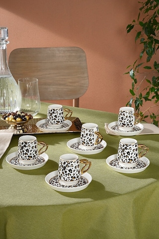 Karaca West 6 Kişilik Leopar Desenli Kahve Fincan Takımı 90 Ml Çok Renkli