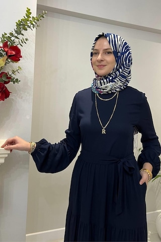 Rabia Şamlı Asil Lacivert Elbise Lacivert