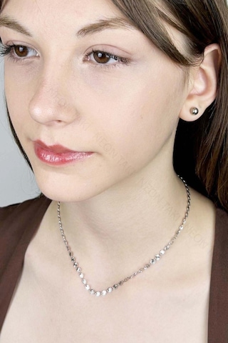 Paslanmaz Çelik Pul Kolye 416, Gümüş Rengi Gümüş