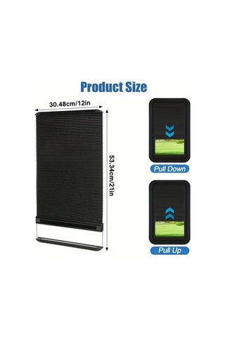 Trendooze Cloud011 Siyah Alüminyum Kumaş Karavan Kapı Stor Perde 12x21 Inch Güneşlik Kapı Koruma Siyah