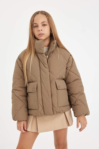 DeFacto Kız Çocuk Su İtici Şişme Mont Dik Yaka Cepli Fermuarlı C6335A824AUBG80 Bej