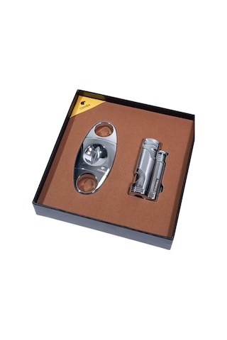 Cohiba Çakmak Kesici İkili Gümüş Puro Seti - Tr9107